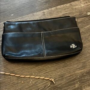 Black Leather Clutch Bag Ralph Lauren